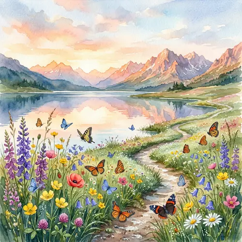 Refreshing Dawn Watercolor Painting | Golden Sunrise Landscape