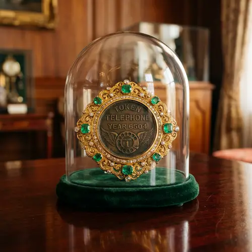 Ancient Telephone Token from 6504 - Gold & Emerald Adornments