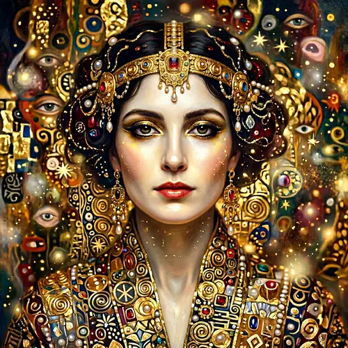 Klimt Style Portrait: Surreal Close-Up Art
