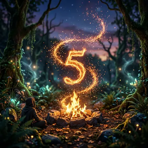 Enchanted Forest Campfire Scene with Mystical 5