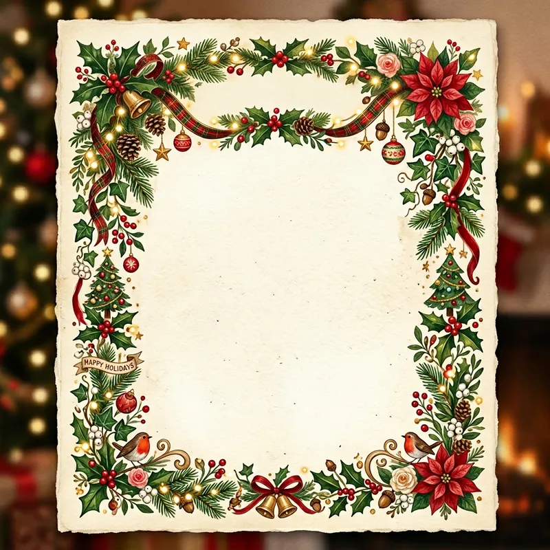 Whimsical Vintage Holiday Border Designs Whimsical Vintage Holiday Border Designs