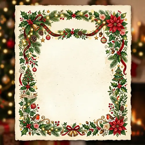 Whimsical Vintage Holiday Border Designs