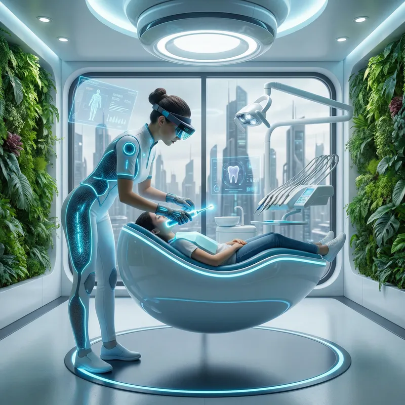 Futuristic Dental Hygienist in Action Futuristic Dental Hygienist in Action