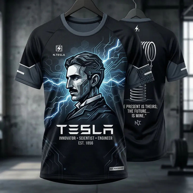 Modern Tesla Inspired Sports T-Shirt Design