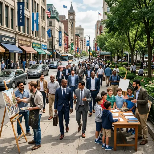 A Male-Only World: Diverse City Life with Professionals, Artists, and Teachers