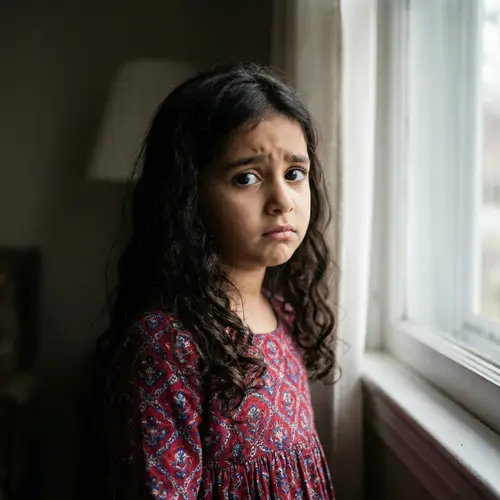 Young Middle-Eastern Girl - Expressive Dark Eyes - Confusion and Sadness