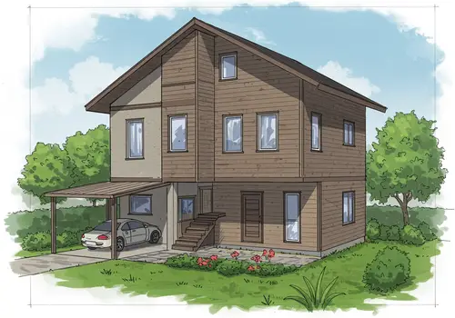 Modern 4.5x30m House Design with Garden and Carport