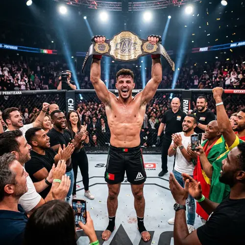 Victorious Footballer Celebrates MMA Title Win