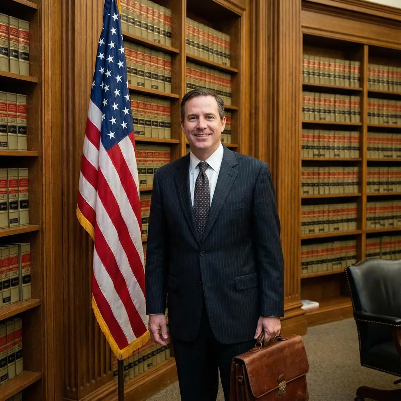 Experienced Lawyer with American Flag