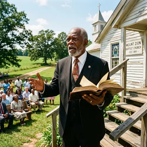 Passionate Southern Preacher Delivering Sermon | Small Church