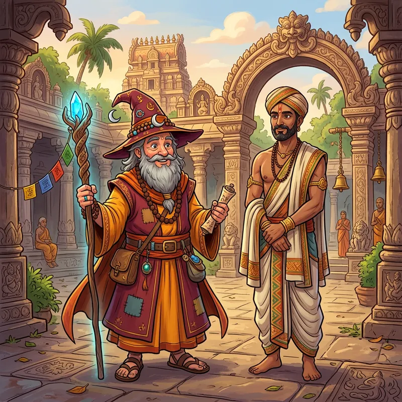 Dorweamon and Raam Ji - Monk Wizard and Indian Man