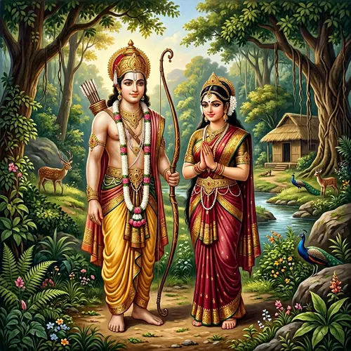 God Ram and Seeta: Indian Mythological Depiction