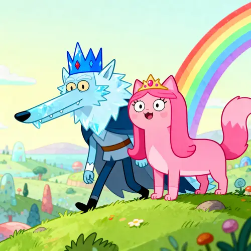 Adventure Time: Ice King as Wolf & Bubblegum as Cat
