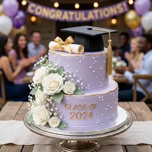 Stunning Light Purple Graduation Cake Design