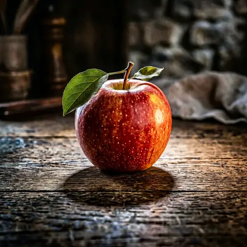 Realistic Apple Illuminated with Unique Shadows