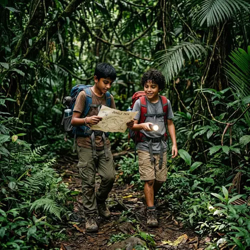 Adventure in Dense Jungle: South Asian and Hispanic Boys Explore Together