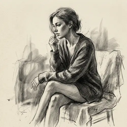 Impressionistic Figure Sketch of Caucasian Woman: Sensual and Ethereal