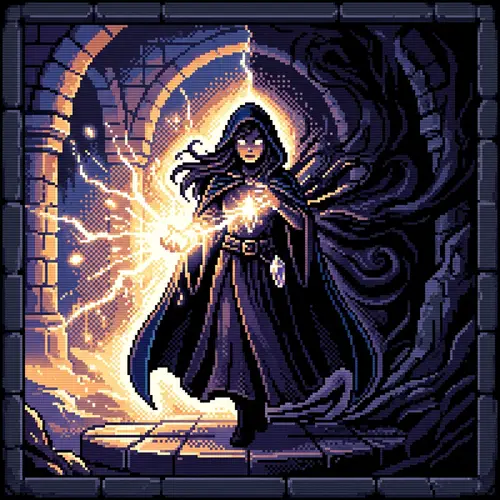 Enigmatic 8-Bit Female Character | Shadows & Lights