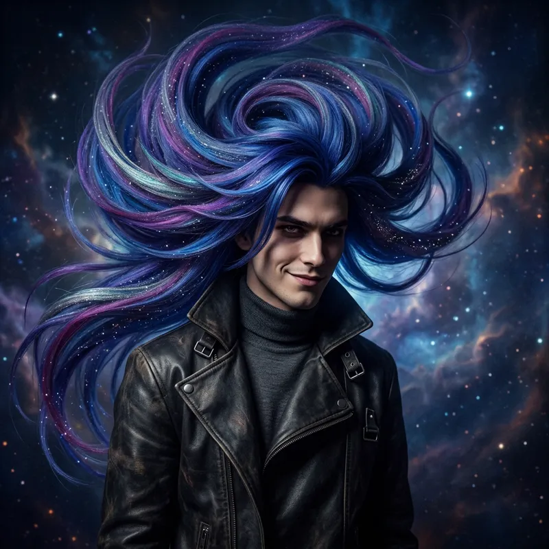 Galactic Villain Emperor Kayn with Oversized Blue Purple Hair