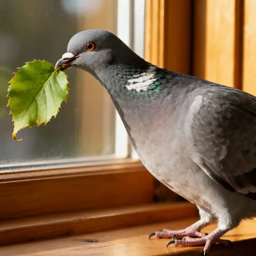 Pigeon Carrying Leaf - Nature's Symbol of Peace