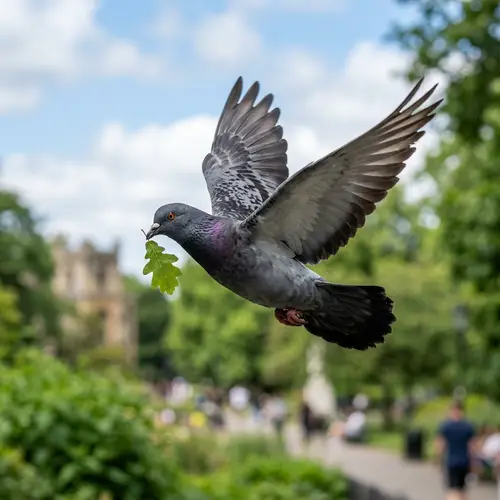 Pigeon Carrying Leaf - Nature's Symbol of Peace