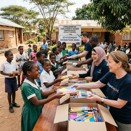 Charitable Stationery Donation at Zimbabwe Orphanage