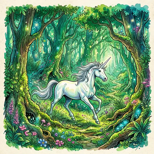 Mystical Unicorn in Vibrant Watercolor Art