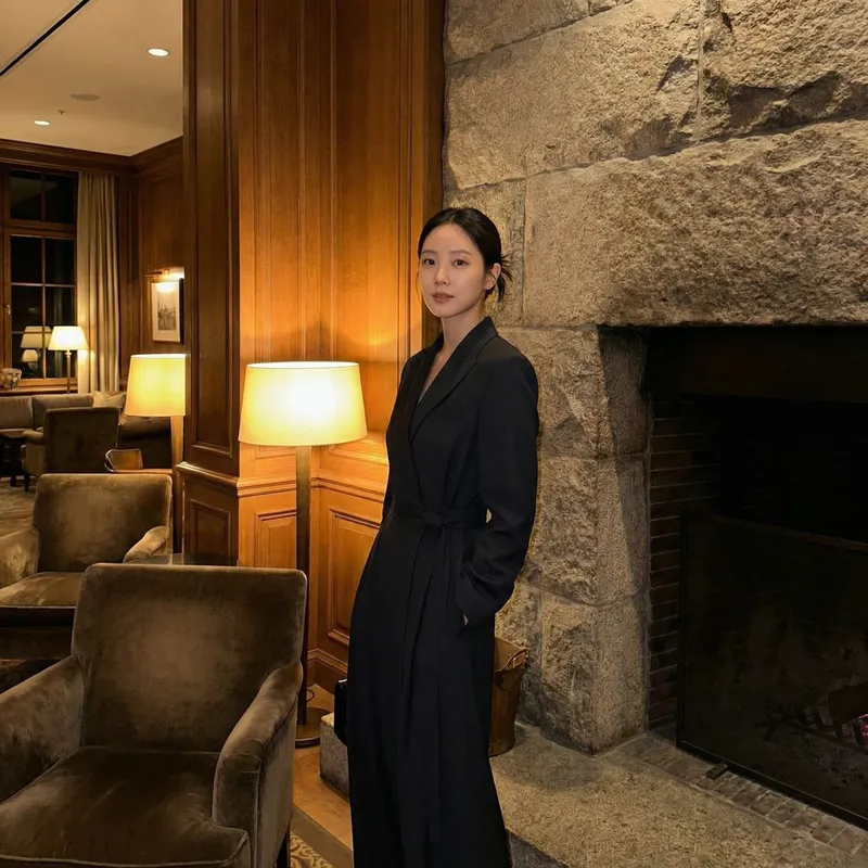 Stunning Korean Model with Hourglass Figure in Glamorous Hotel Setting