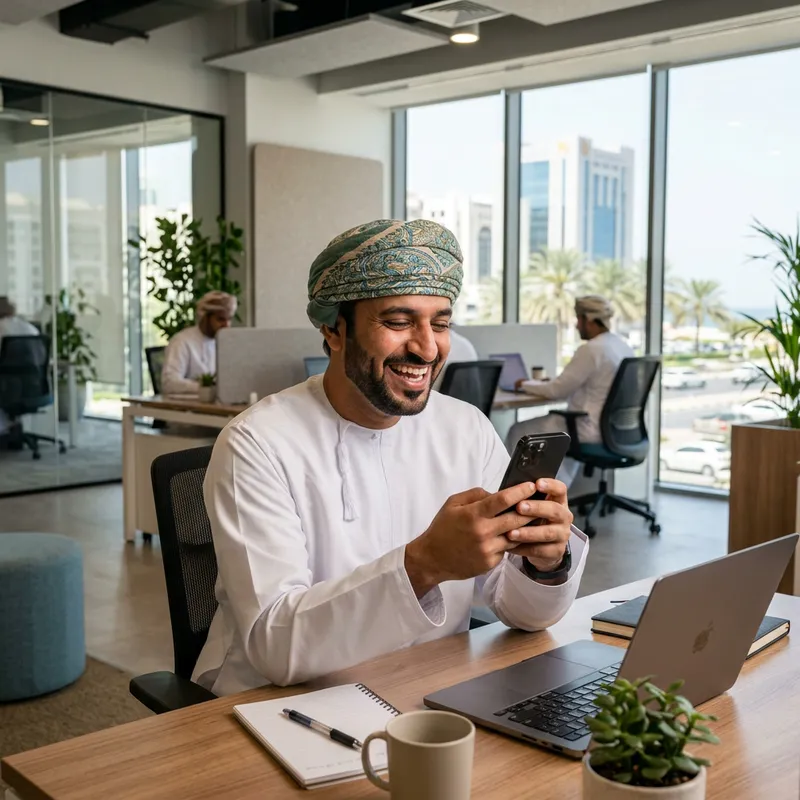 Omani Man in Modern Office | Happy Office Employee