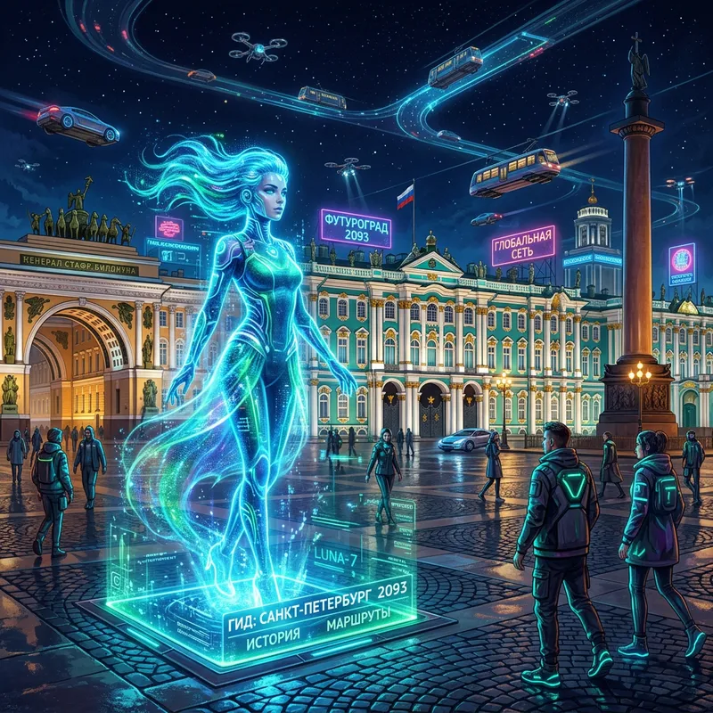 Futuristic Hologram Character in St. Petersburg, 2093