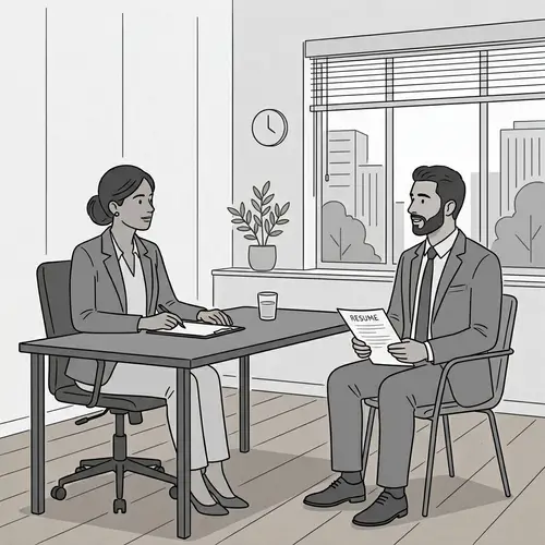 Minimalist Job Interview Scene: Professional Discussion