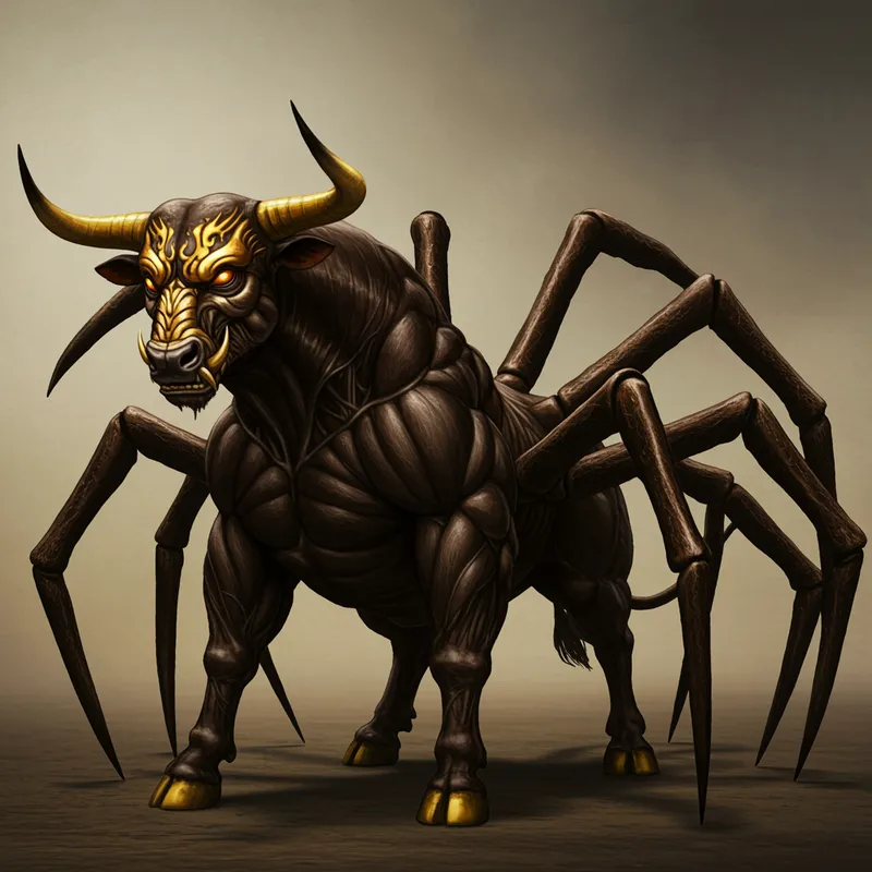Fantasy Bull-Spider Hybrid: A Unique Creature Design