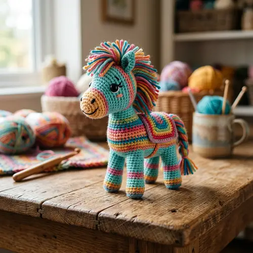 Handmade Crochet Horse - Colorful & Cute Art