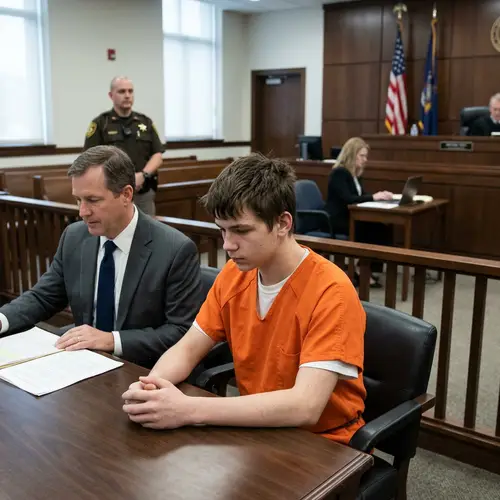 Teen in Orange Jumpsuit at Court