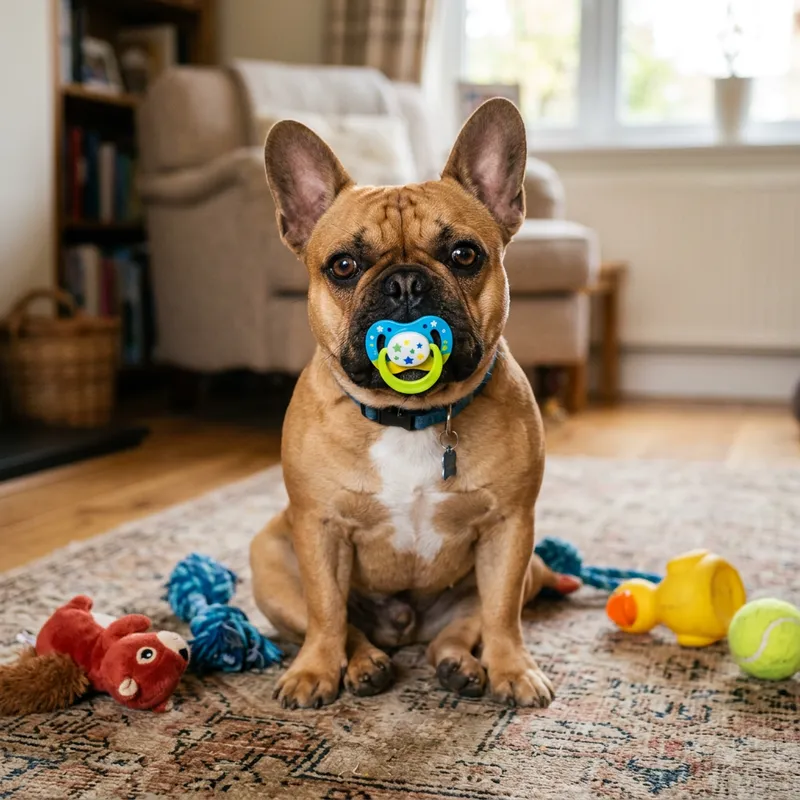 Cute French Bulldog with Pacifier | Playful Pup