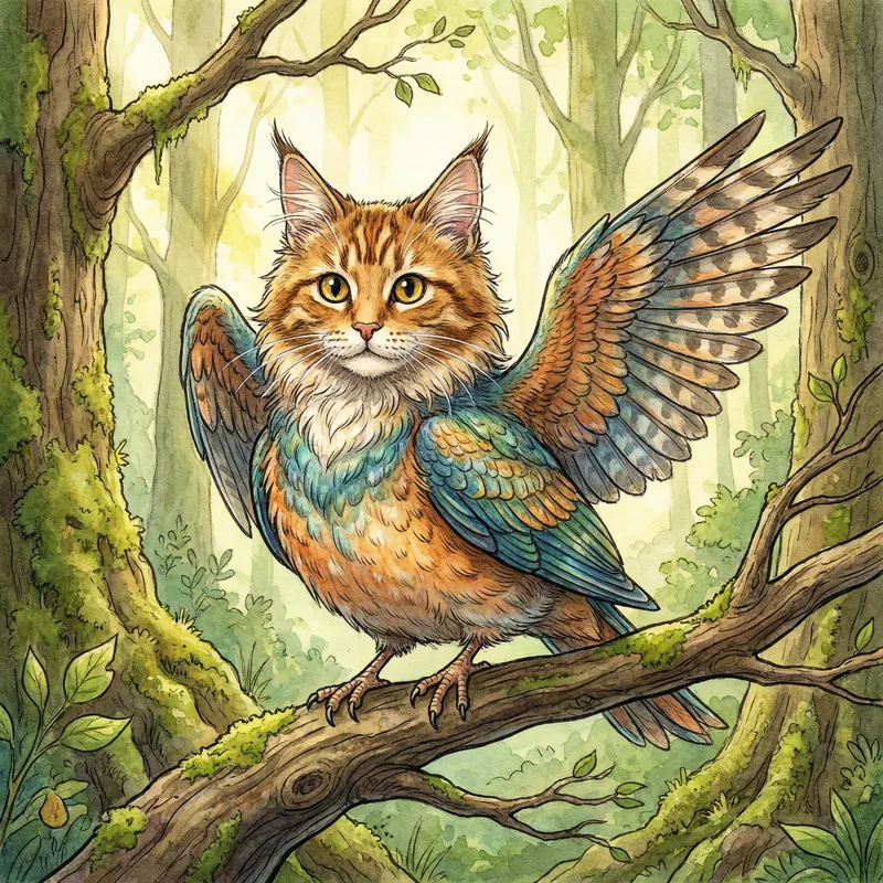 Cat Bird Creature | Mythical Fairy Tale Being