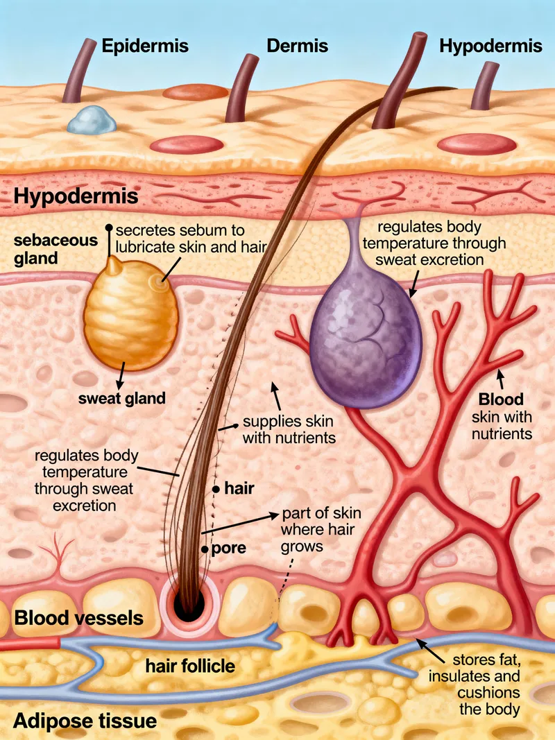 Detailed Diagram of Human Skin Layers and Components Detailed Diagram of Human Skin Layers and Components