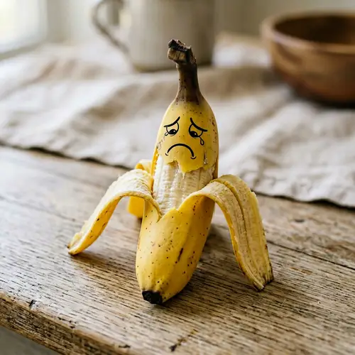 Distraught Yellow Banana - Sorrowful Cartoon Fruit Emotion