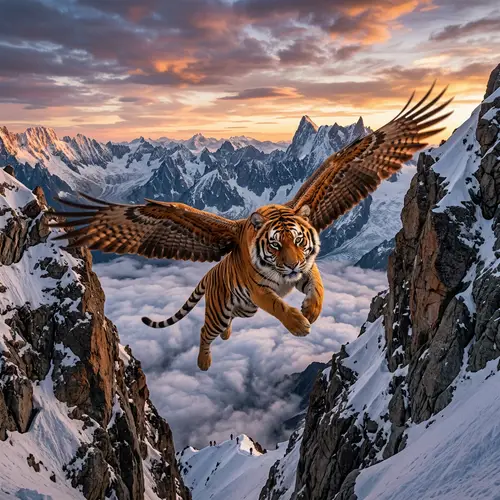 Flying Tiger Peeping Through Mountains