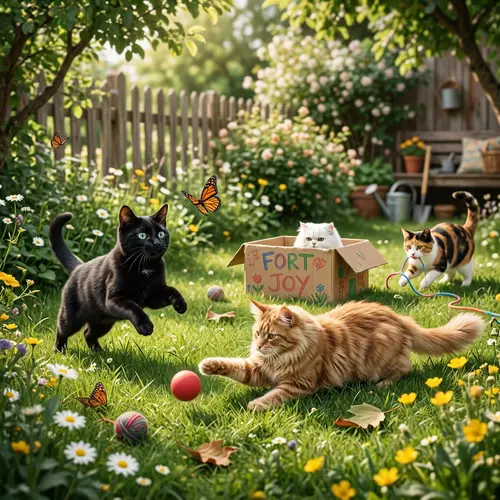 Playful Cats Reflecting Childhood Memories
