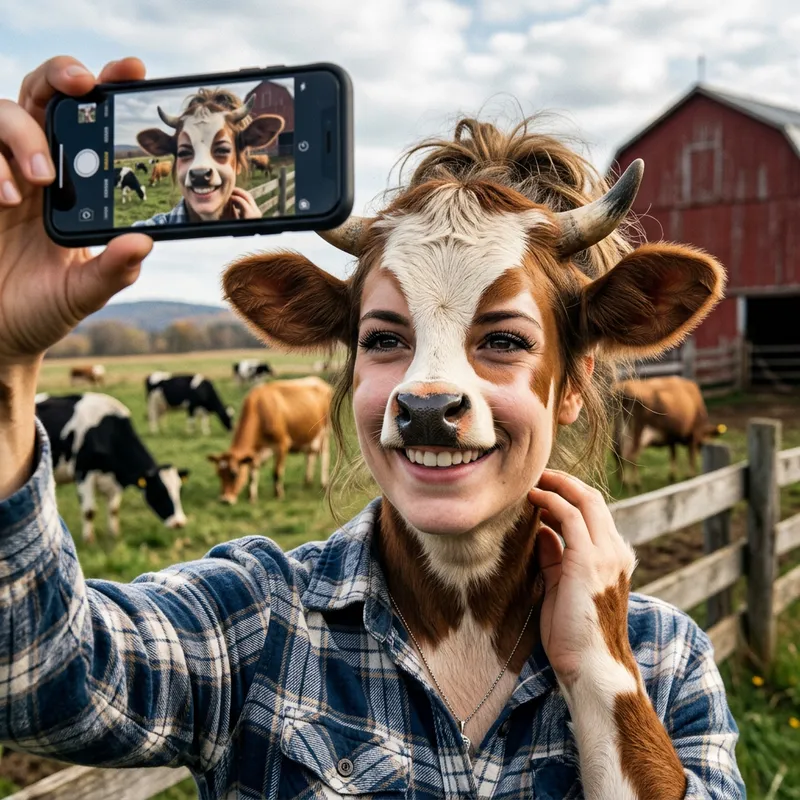 Selfie Transformed to a Cow - Unique Art