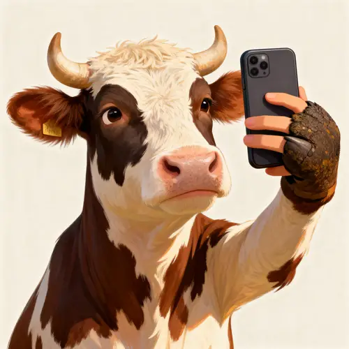 Selfie Transformed to a Cow - Unique Art