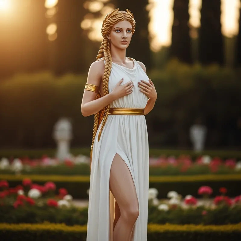 Hera: The Elegant Olympian Goddess in White Gown