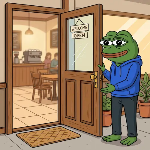 Pepe the Frog Holding a Door - Fun Illustration
