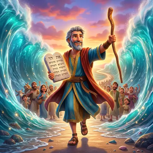 Pixar-Style Moses: Vibrant 3D Animation Character