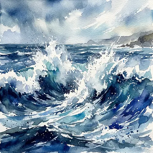 Stunning Watercolor Ocean Waves Artwork