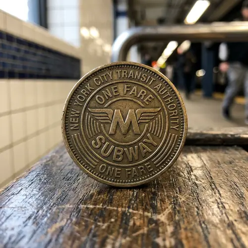 Detailed Subway Token - Symbolic Embossing and Metallic Sheen