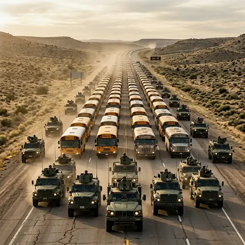 Large Convoy Sets Off with Over 400 Vehicles Including 60+ Armored Cars