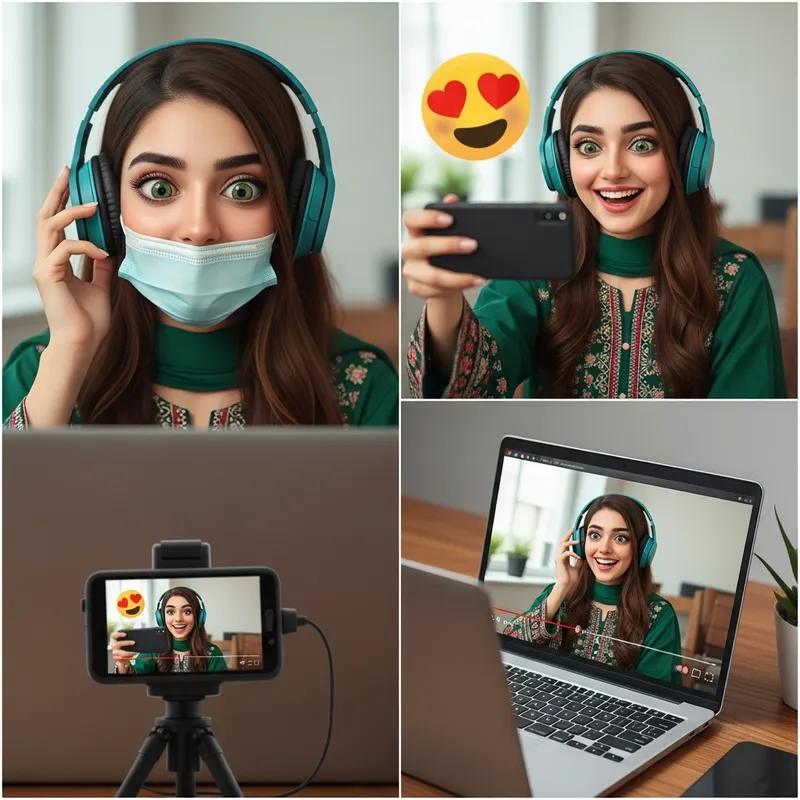 Reacting Girl in Pakistani Dress with Laptop