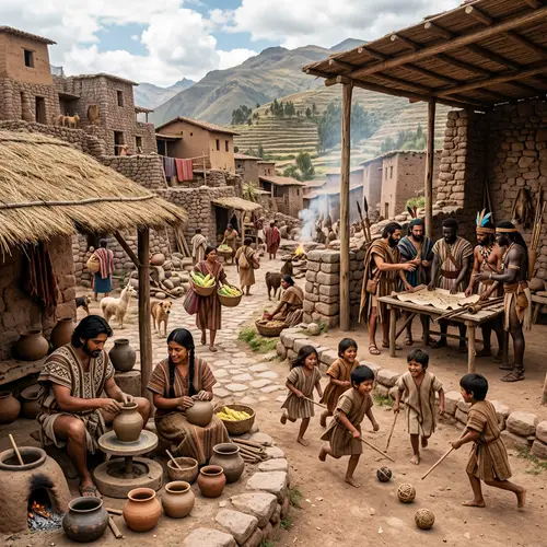 Pre-Hispanic Cultural Scene with Diverse People